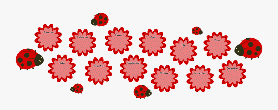 Picture Of Ladybugs Flowers Birthday Banner For Class - Illustration, Transparent Clipart