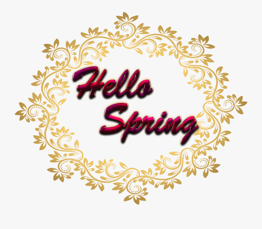 Transparent Hello Spring Clipart - Gold Flower Frame Png, Transparent Clipart