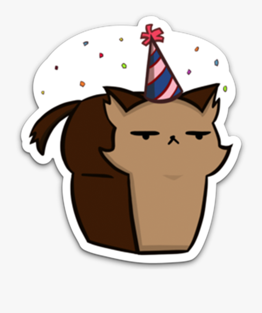 Image Of Party Hat Rye Loaf Sticker - Rye Loaf Cat Loaf, Transparent Clipart