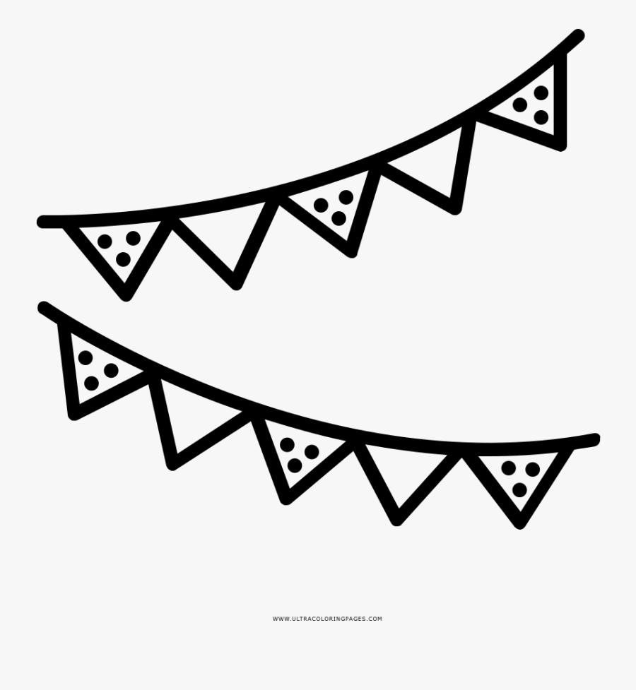 New Years Eve Coloring Page - Pennant Clipart Black And White, Transparent Clipart