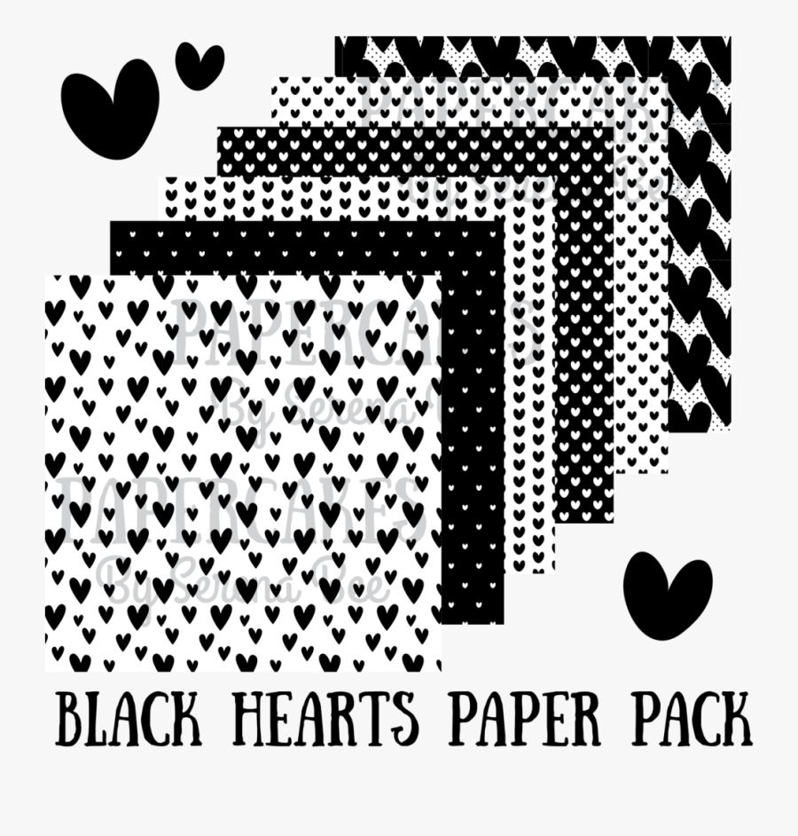 Black Hearts Paper Pack - Illustration, Transparent Clipart