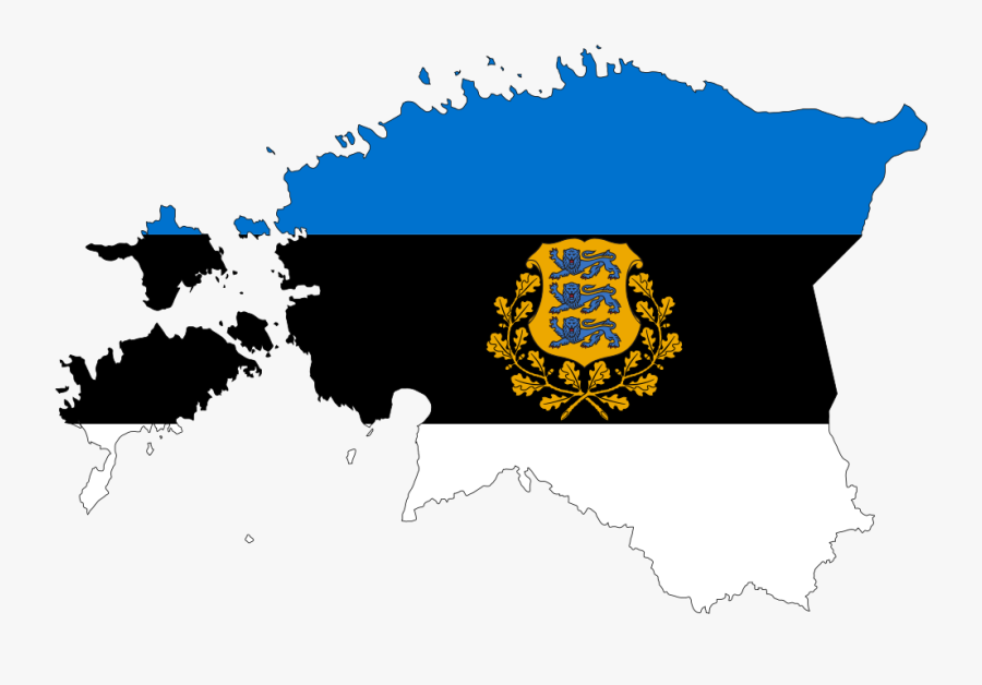 Estonia Map Flag With Stroke And Coat Of Arms - Estonia Map With Flag, Transparent Clipart