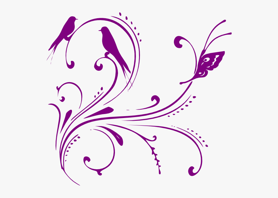 Butterfly Scroll Clip Art - Vector Floral Pink Png, Transparent Clipart