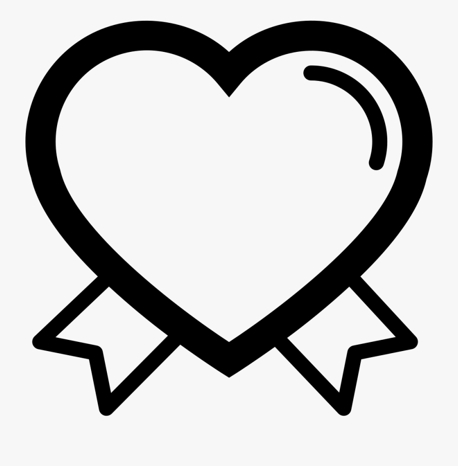 Jpg Black And White Valentines Outline With Ribbon - Valentines Shapes Outline, Transparent Clipart