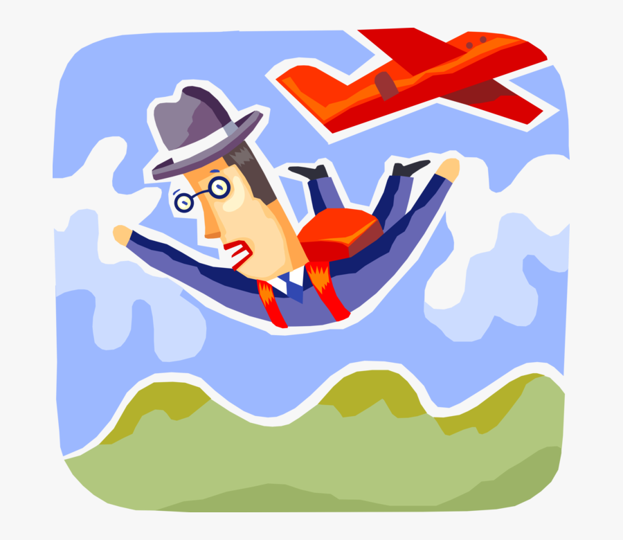 Vector Illustration Of Businessman Skydiver Jumps From - Cartoon , Free ...