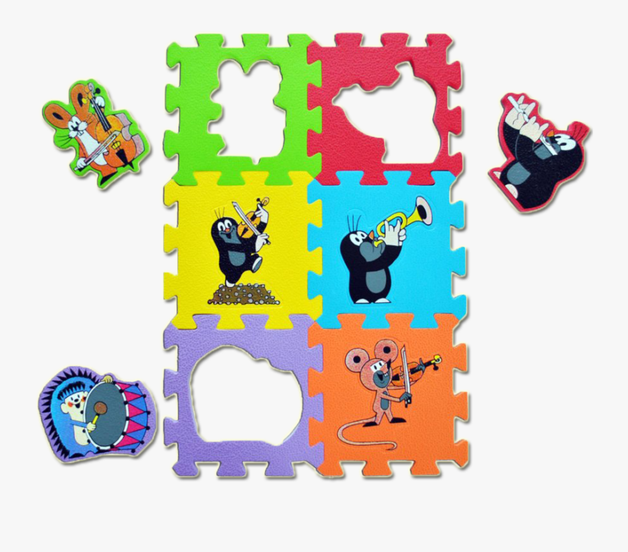 Baby Foam Puzzle Mat Mole -musical Instruments 6 Pieces - Pěnové Puzzle Krteček, Transparent Clipart