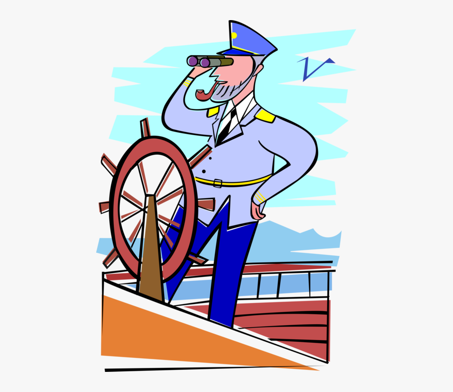 Vector Illustration Of Mariner Sea Captain Sailor At - Captain Of The Ship Clipart, Transparent Clipart
