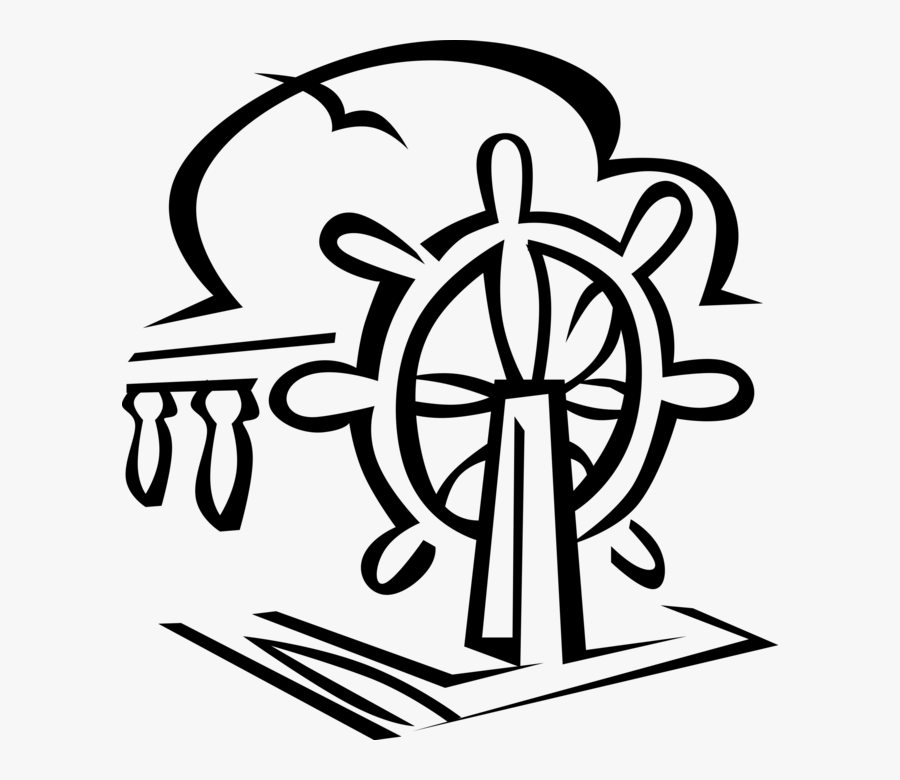 Vector Illustration Of Ship"s Helm Wheel Or Boat"s, Transparent Clipart