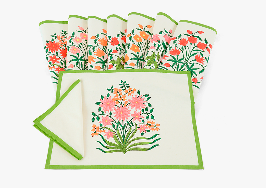 Block Printed Placemats, Transparent Clipart