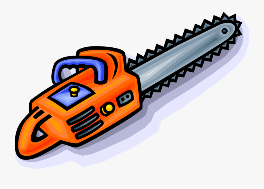 Vector Illustration Of Portable Mechanical Chainsaw - Chainsaw Clipart, Transparent Clipart