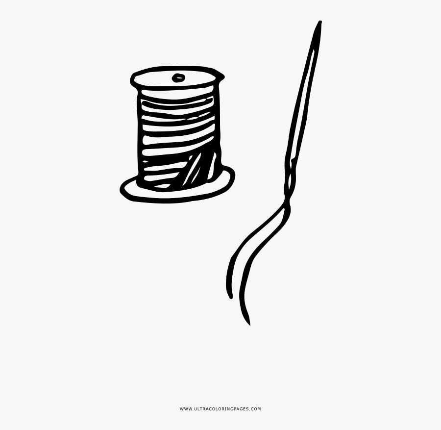 Needle And Thread Coloring Page - Sketch, Transparent Clipart