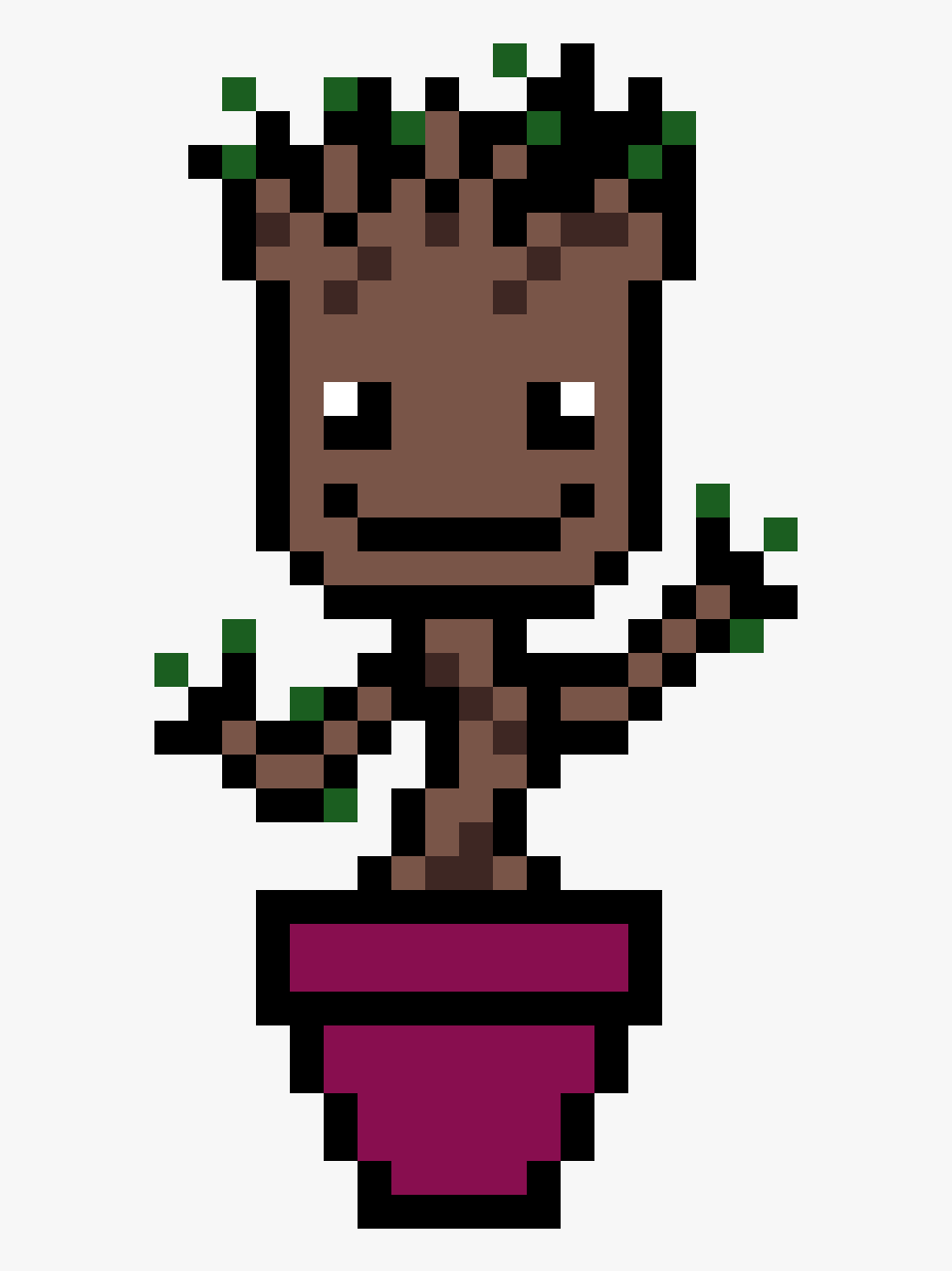 Transparent Groot Png - Minecraft Pixel Art Groot, Transparent Clipart