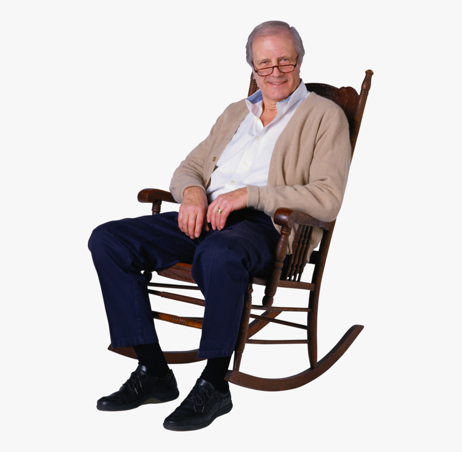 Transparent Old Man Sitting Png - Old Guy In Rocking Chair, Transparent Clipart