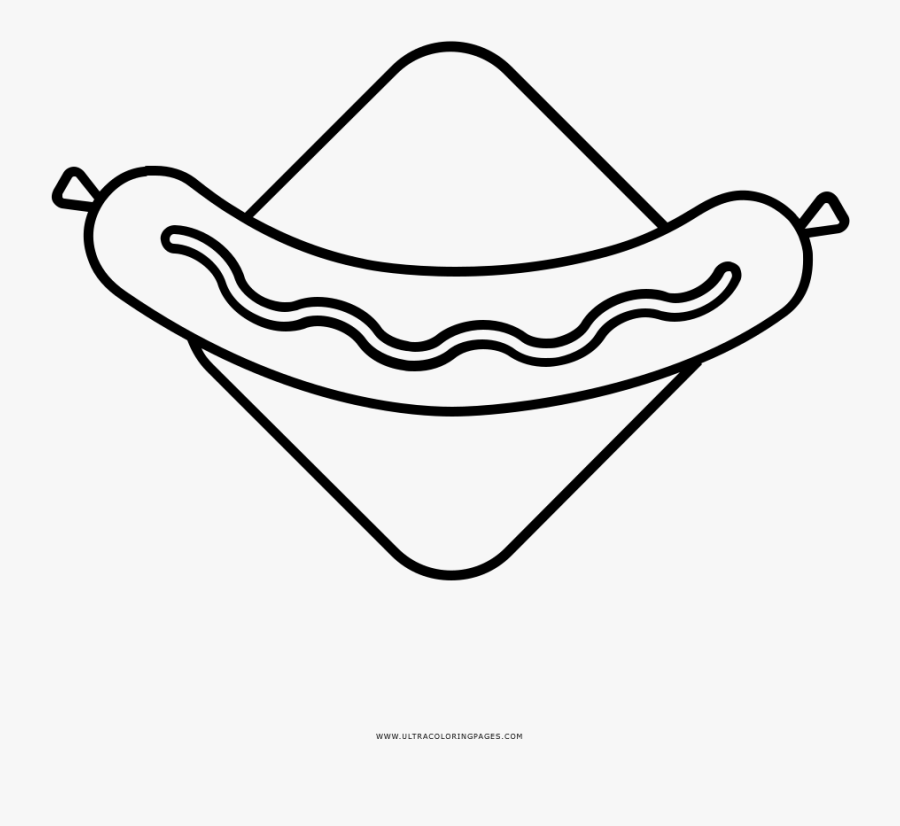 Sausage On Bread Coloring Page - Line Art, Transparent Clipart