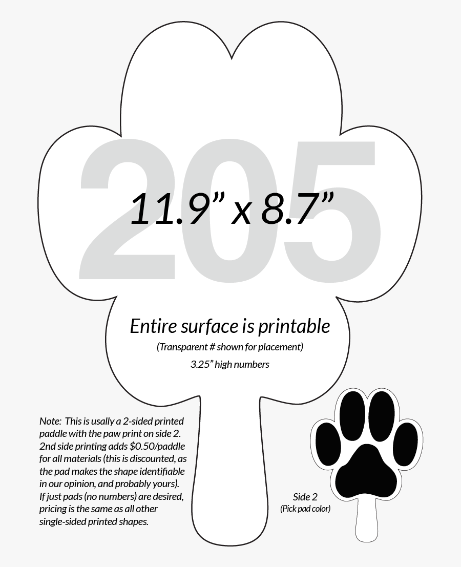 Paw Print Paw Pad Shaped Numbered Paddles Hand , Transparent - Hmmm Ok, Transparent Clipart