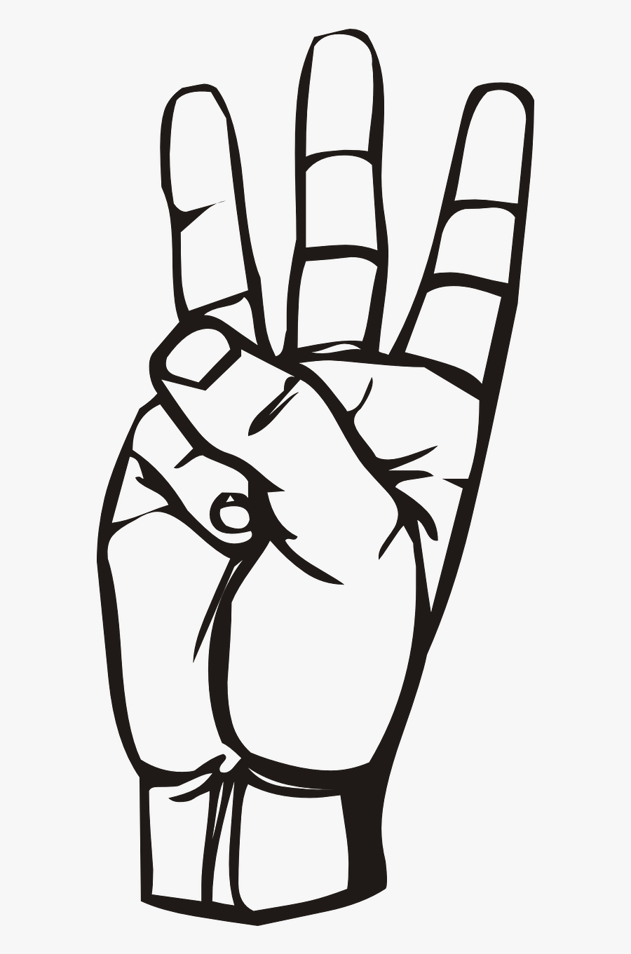 Hand Fingers Raised Free Picture - Sign Language Letter W, Transparent Clipart