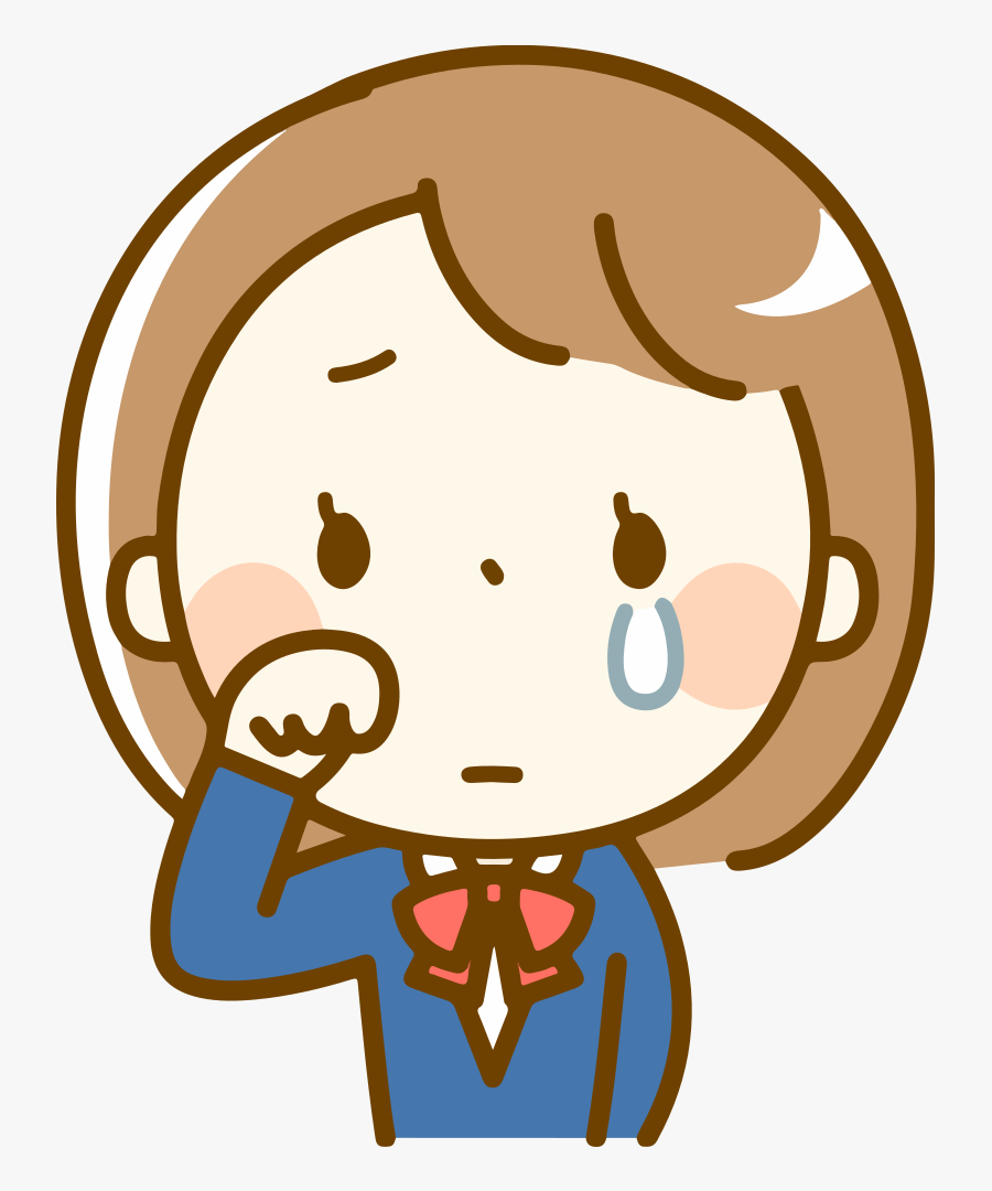 Crying Female - Girl Thinking Png Cartoon, Transparent Clipart