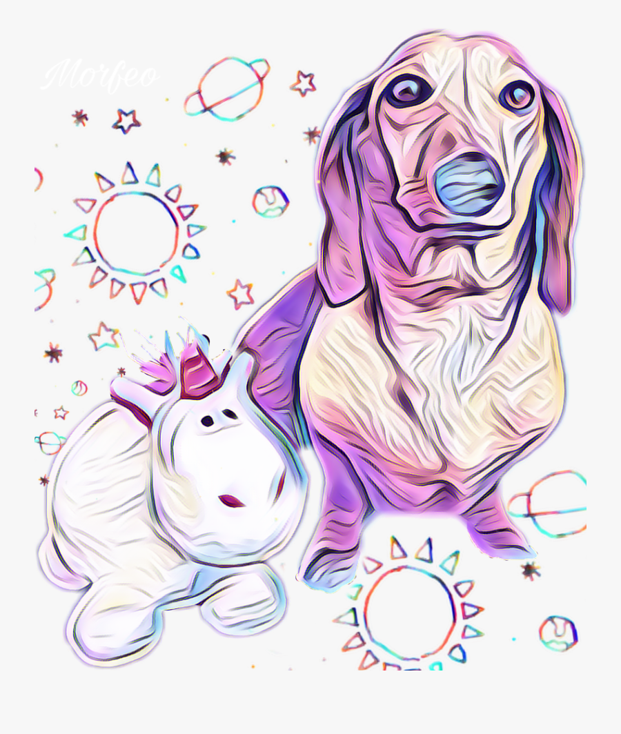 #dachshund #dog #unicorn #universe #planets - Hound, Transparent Clipart