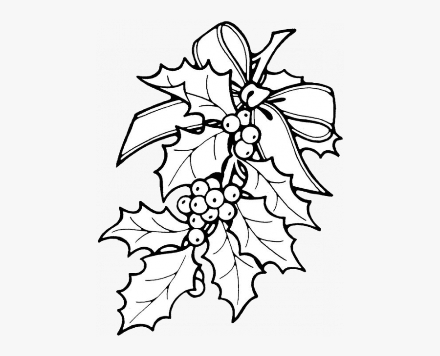 Christmas Holly Coloring Pages 3 Clipart , Png Download - Christmas Holly Coloring Pages, Transparent Clipart