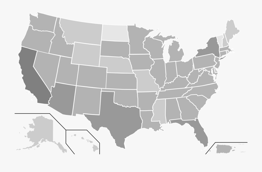 Us State Outlines Transparent - Usa Map Vector Simple, Transparent Clipart