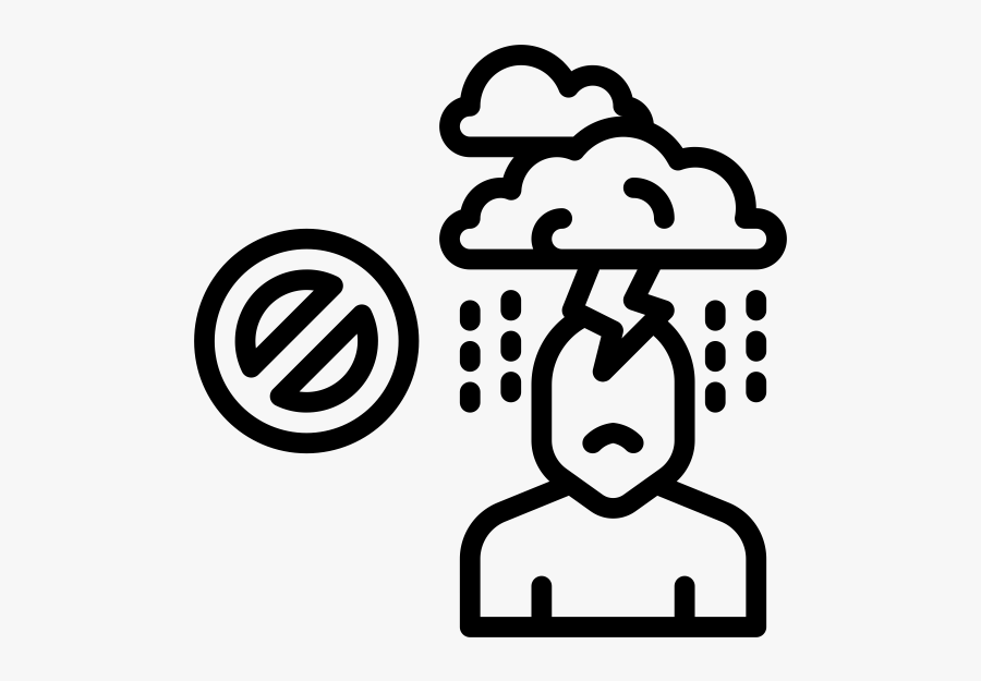 Cartoon Of Person With A Thunder Cloud Above Their - Positive Brain Icon Png, Transparent Clipart