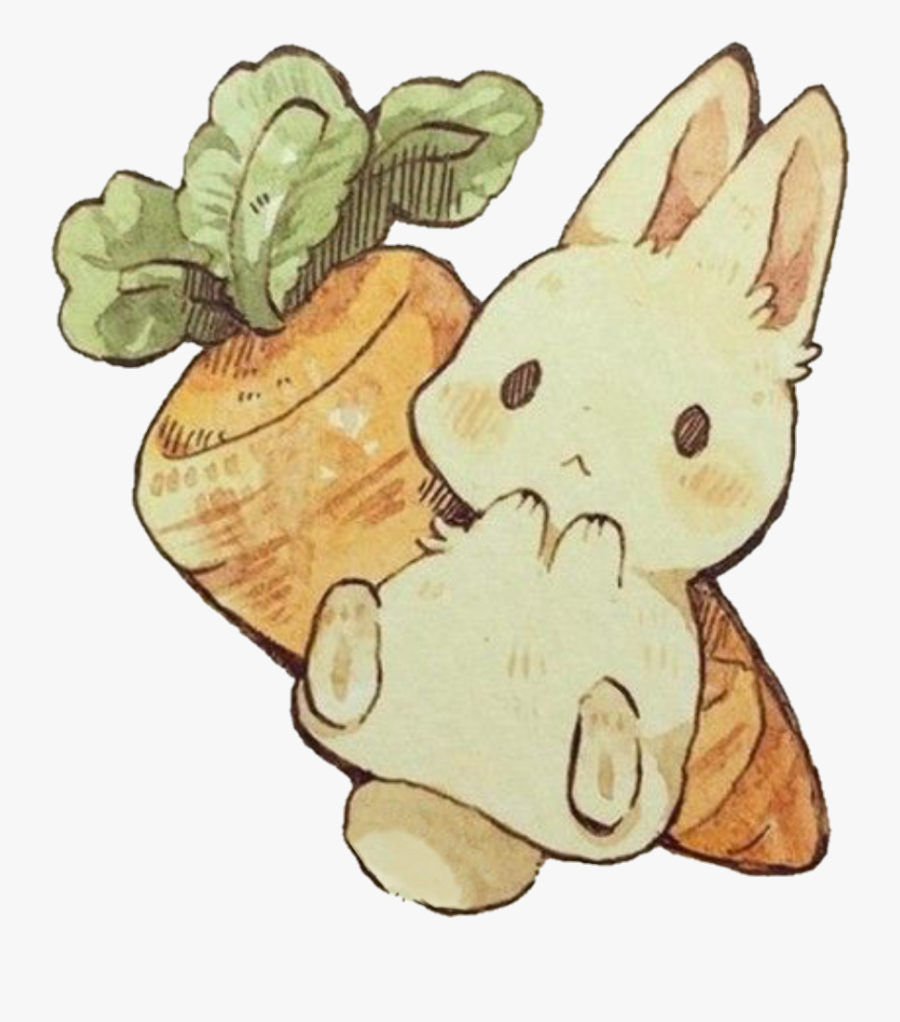 Transparent Bunny With Carrot Clipart - Rabbit Anime Png , Free ...