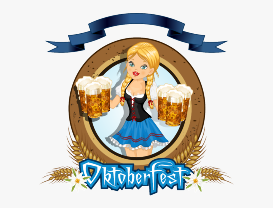 Girl With Beer Logo - Oktoberfest Logo, Transparent Clipart
