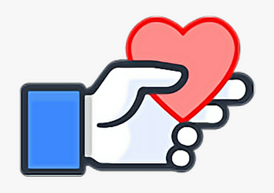 Like Heart Hand Ftestickers Stickers Autocollants Smil - Facebook Like With Heart, Transparent Clipart