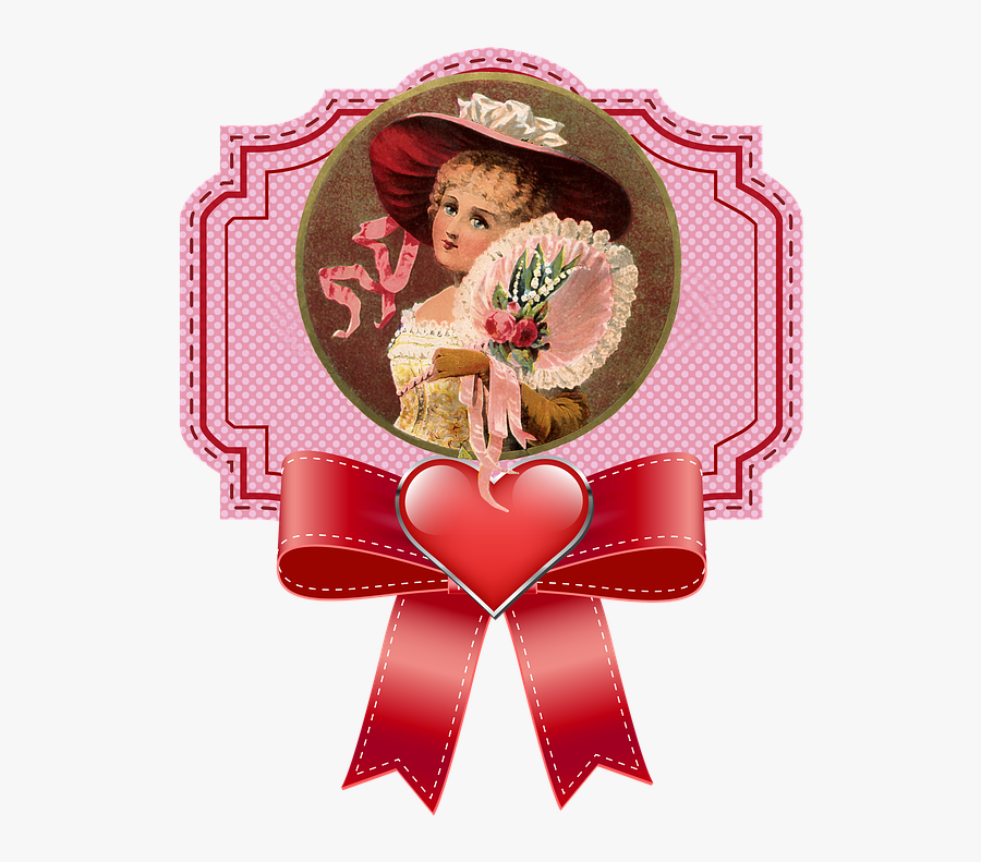 Woman, Label, Rosa, Vintage, 1920, Lady, Old, Girl - Happy Valentines Clipart Png, Transparent Clipart