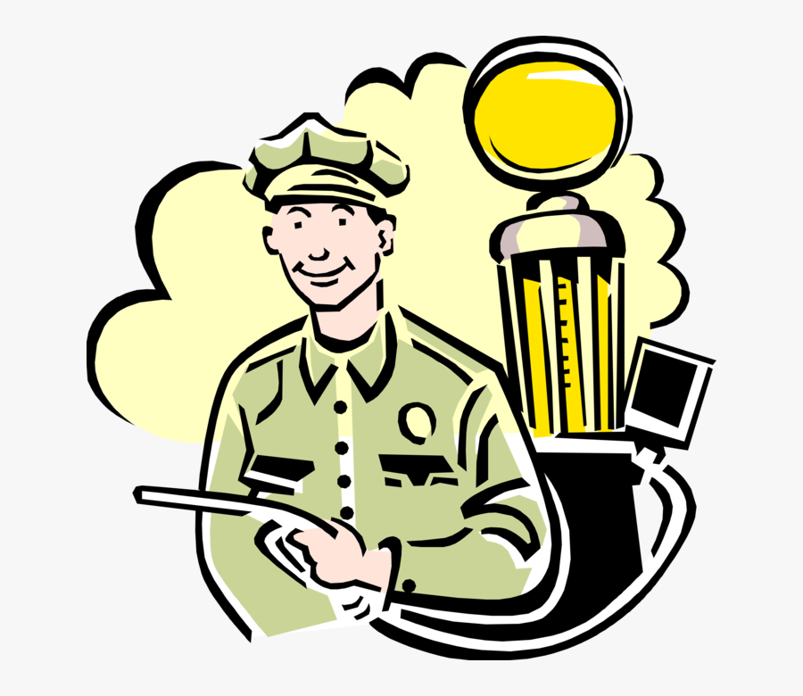 Vector Illustration Of 1950"s Vintage Style Gas Station - Station Service Attendant Icon, Transparent Clipart