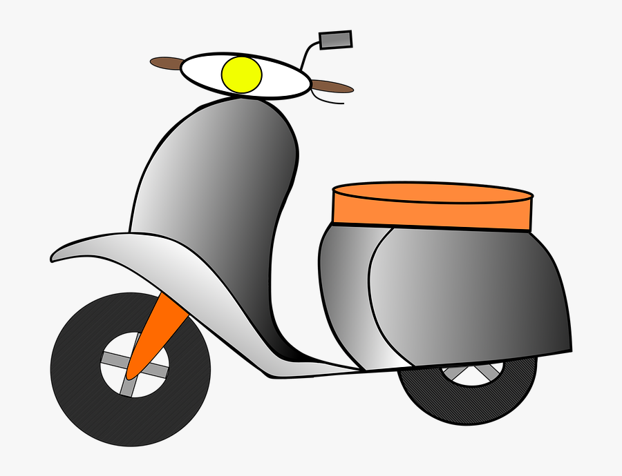 Motor Scooter, Roller, Two Wheeled Vehicle, Vespers - Cartoon, Transparent Clipart