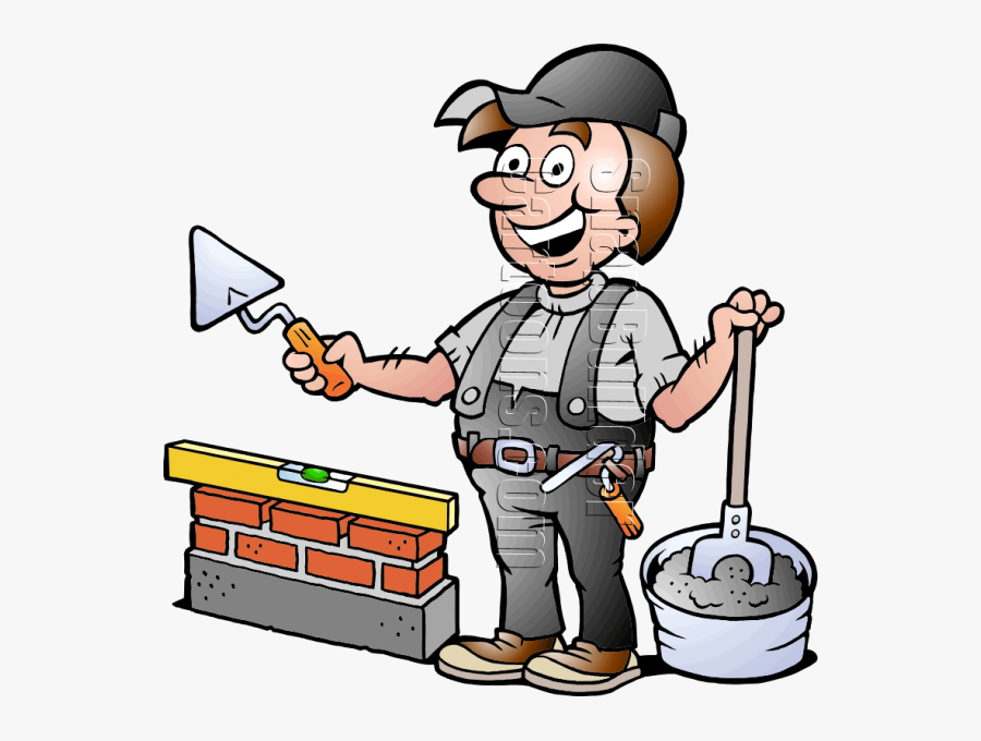 Bricklayer With Mason Tools - Cartoon Masonry , Free Transparent