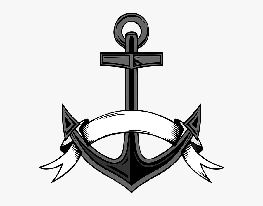 Anchor, Ribbon, Sea, Sailing, Retro - Anchor Crest Png, Transparent Clipart