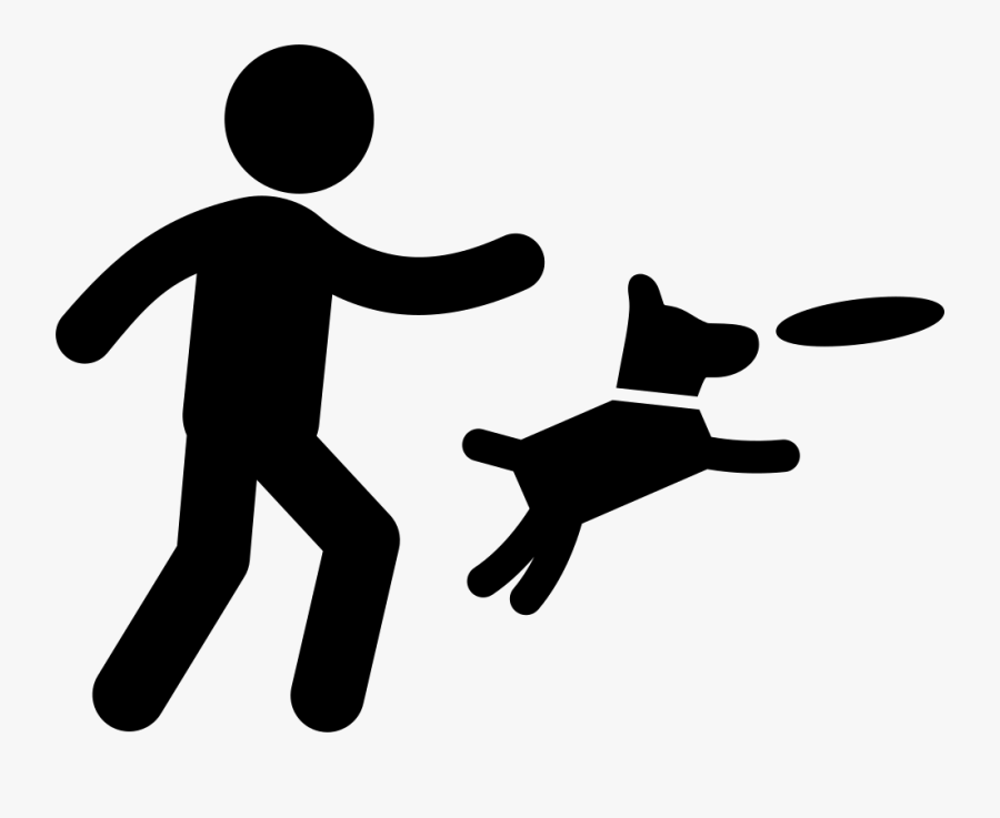 Man Throwing A Disc And Dog Jumping To Catch It - Play With Dogs Png, Transparent Clipart