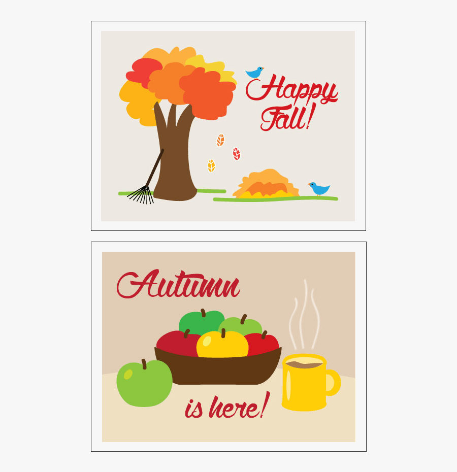 Happy Fall Cards, Transparent Clipart