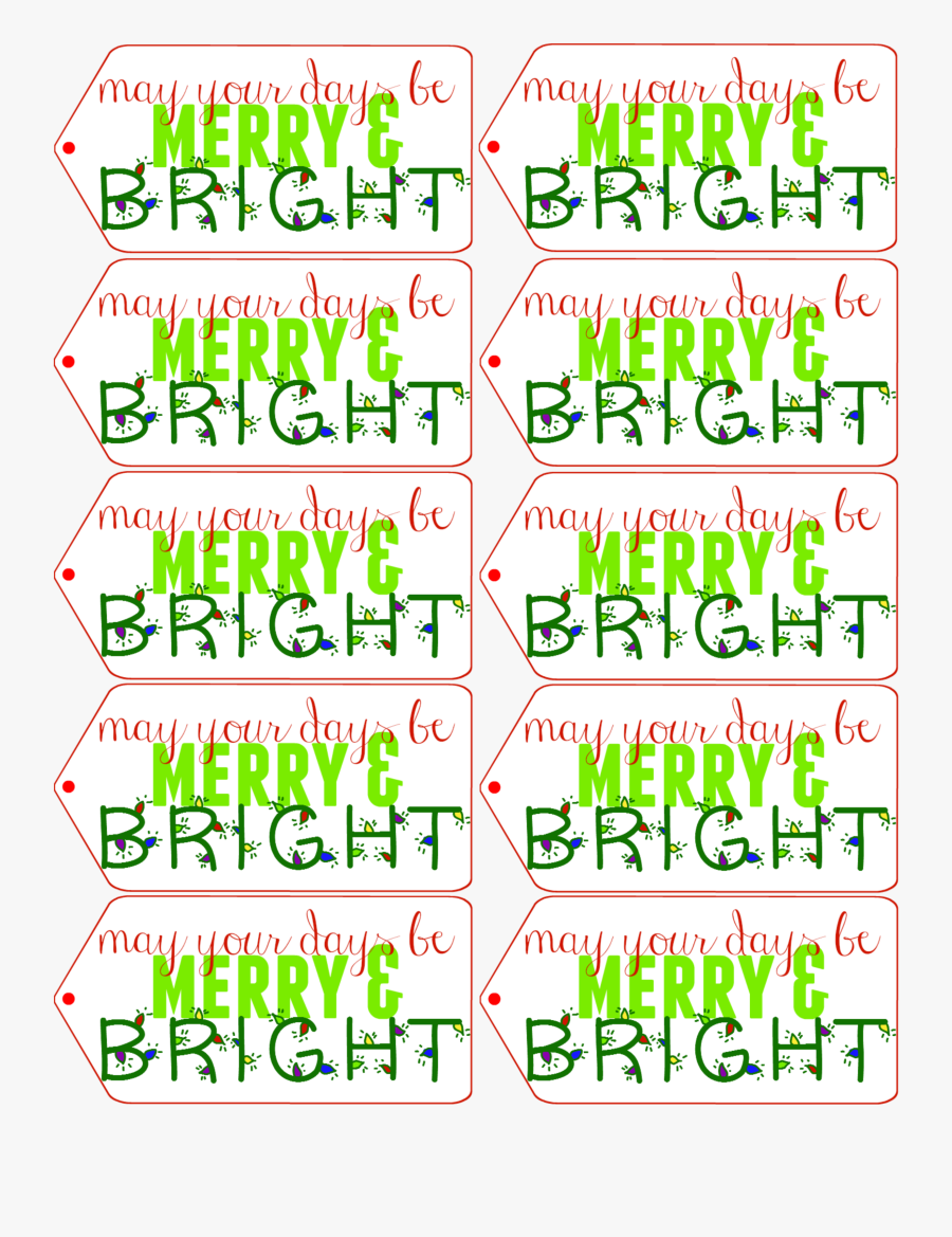 Your Days Be Merry - Merry And Bright Christmas Tags, Transparent Clipart