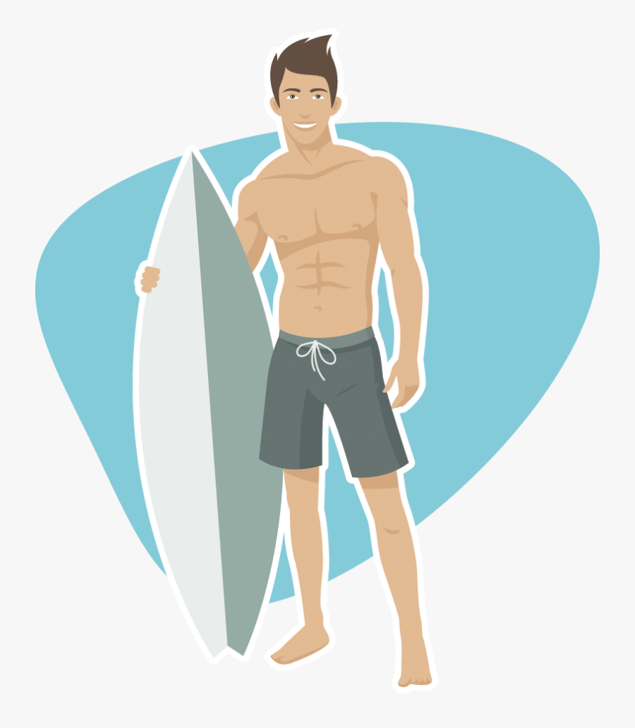 Guy Holding Surfboard, Transparent Clipart