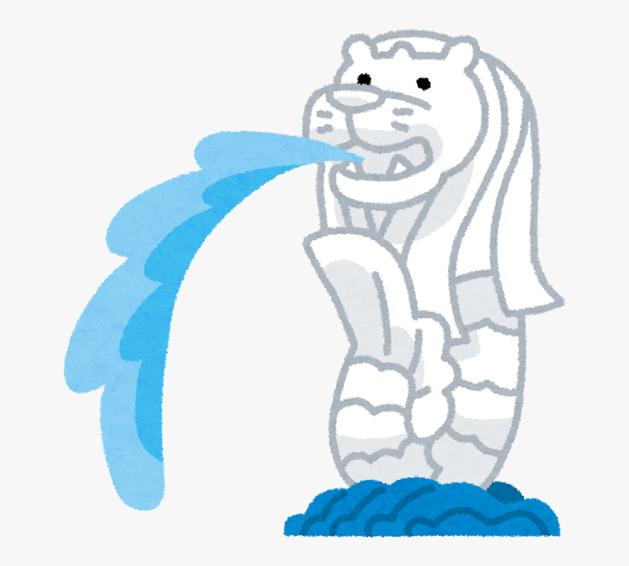 Merlion Singapore Park Airport Bay Changi Flyer Clipart - Merlion Cartoon Drawing, Transparent Clipart
