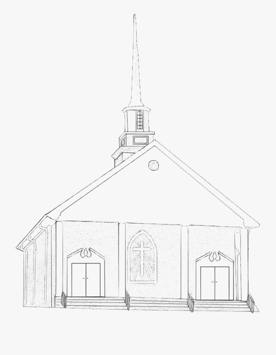 Transparent White Church Outline, Transparent Clipart