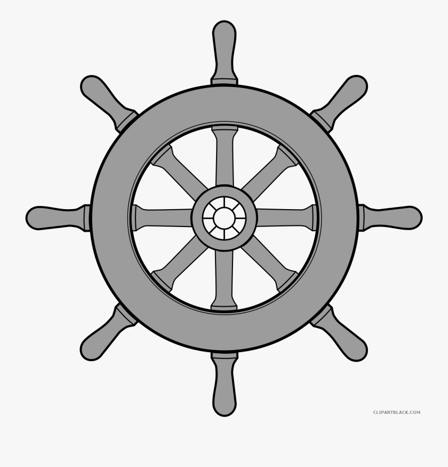 Ship Wheel Transportation Free Black White Clipart - Boat Steering Wheel Png, Transparent Clipart