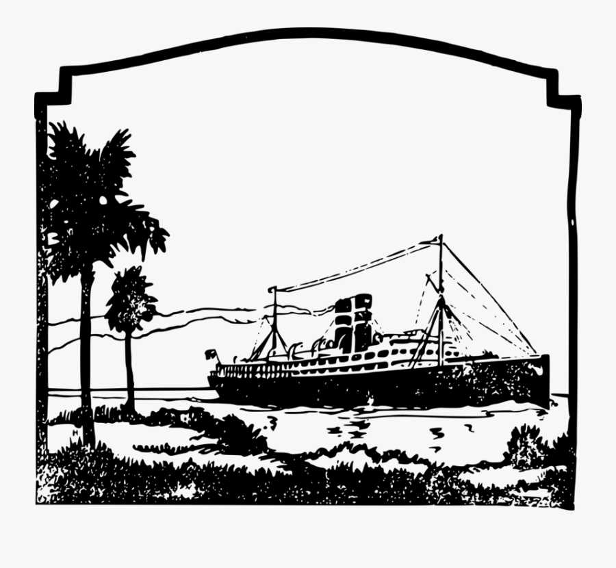 Watercraft,monochrome Photography,tree - Cruise Ship, Transparent Clipart
