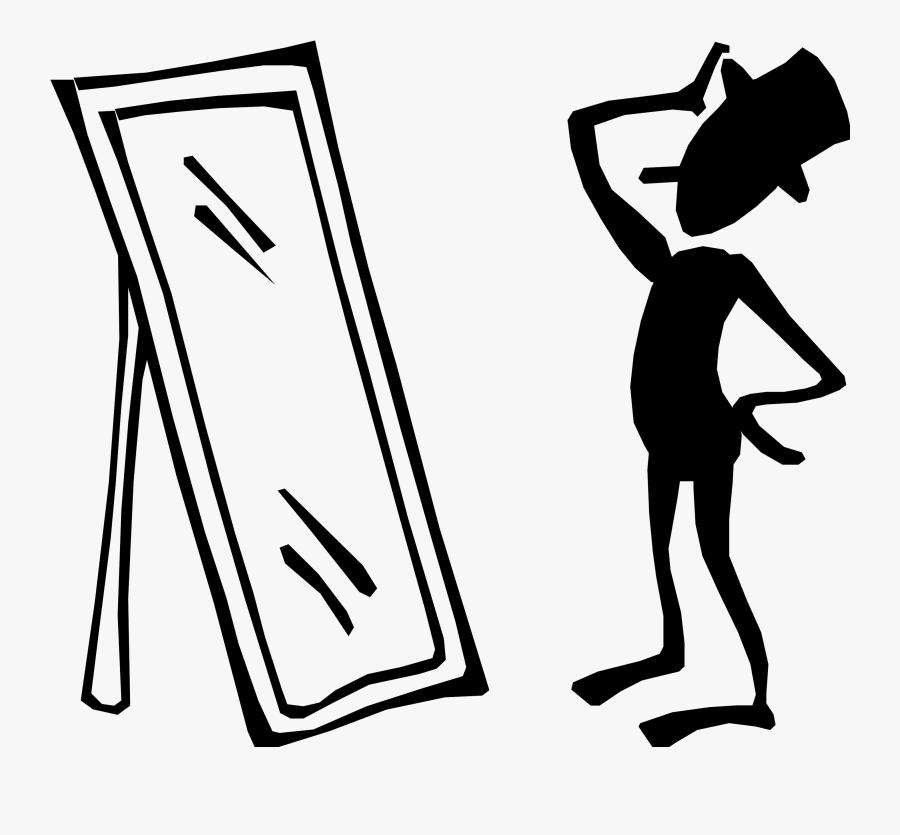 Man With Png Imagine - Looking In Mirror Cartoon, Transparent Clipart