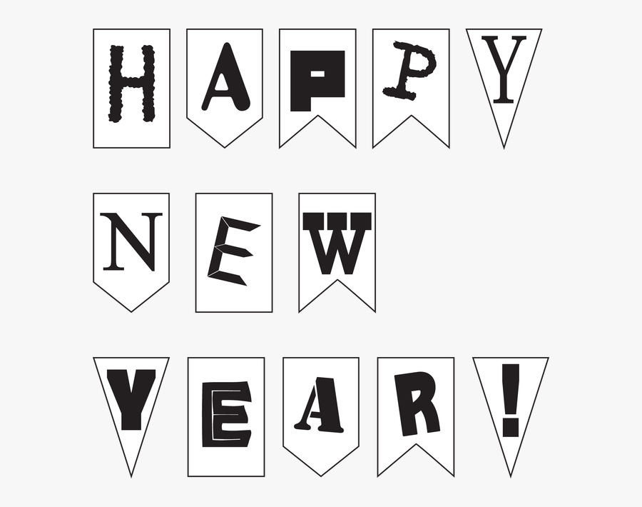 New Year Black And White - Happy New Year Black And White, Transparent Clipart