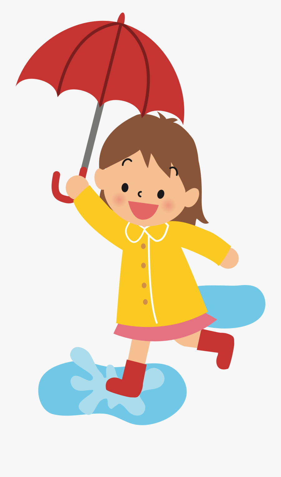 Clip Art Girl Looking In Mirror Clipart - Girl With Umbrella Cartoon, Transparent Clipart