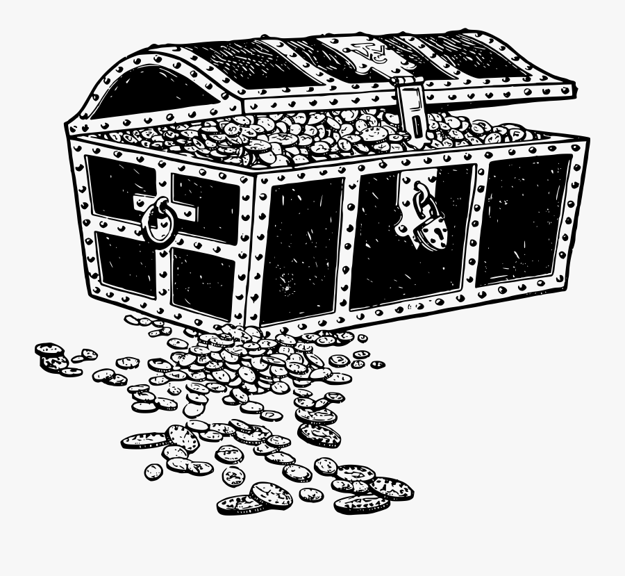 Treasure Chest Black And White Clipart - Treasure Black And White, Transparent Clipart