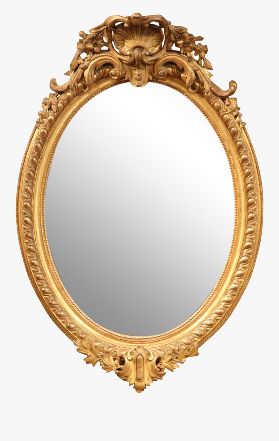 Transparent Mirror Clip Art - Oval Gold Leaf Mirror, Transparent Clipart