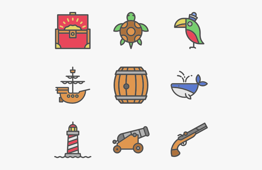 Prize Clipart Treasure Chest - Cute Pirate Icons, Transparent Clipart