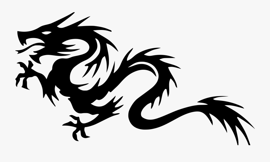 Transparent Dragon Silhouette Png - Chinese Dragon Black And White Clipart, Transparent Clipart
