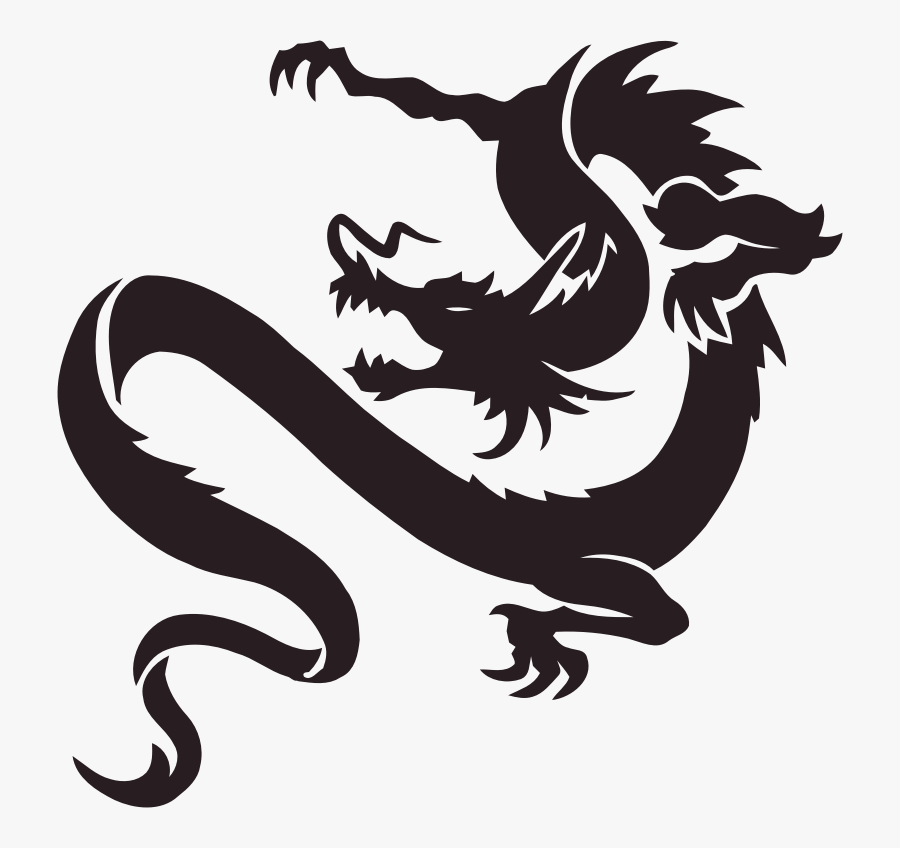 Art,silhouette,dragon - Chinese Dragon Tattoo Png , Free Transparent ...