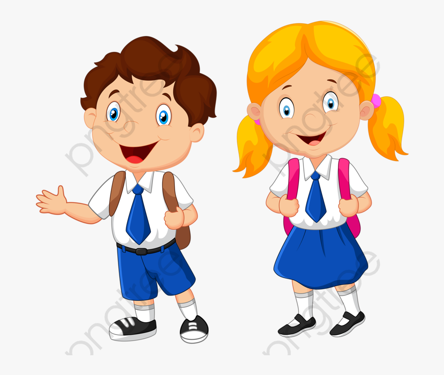 Boy And Girl In School Uniform Clipart, Transparent Clipart